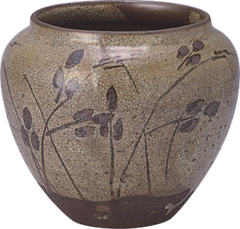 Photo:Jar with underglaze iron-brown design of bush clover