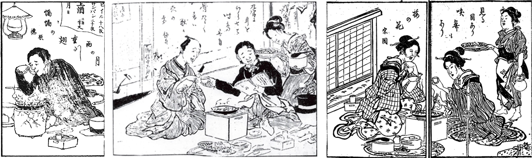 image：People enjoying gyū-nabe. Ushiya Zōdan Agura-nabe