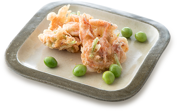 photo：Mixed shrimp and vegetable tempura with ginkgo nuts