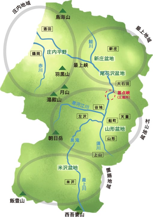 画像：山形県地図